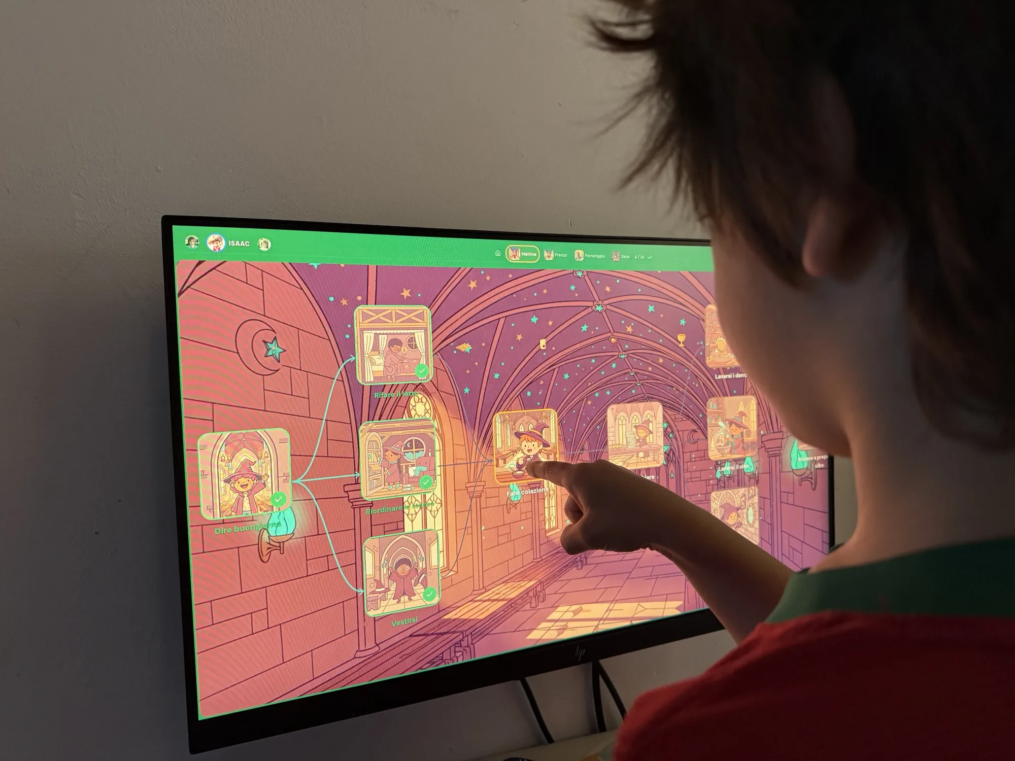 Product screenshot: kid-facing routine graph